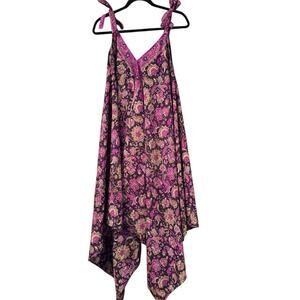 100% Silk Copetin Jumpsuit tie straps OS Paisley Floral